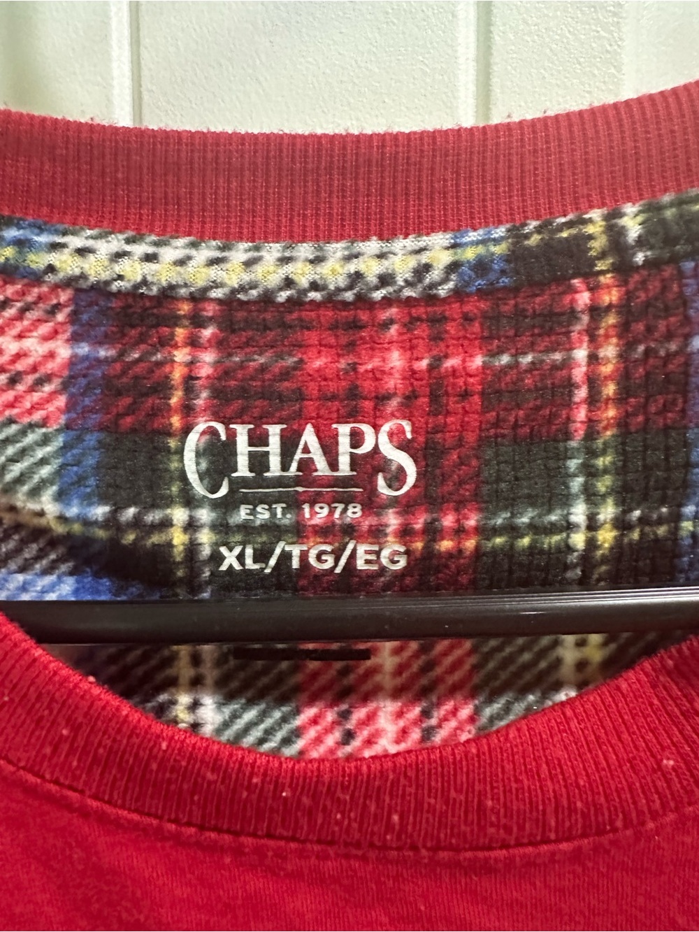 Chaps Red Plaid Puppy Pajama Set fleece pajama pants - Picture 3 of 5